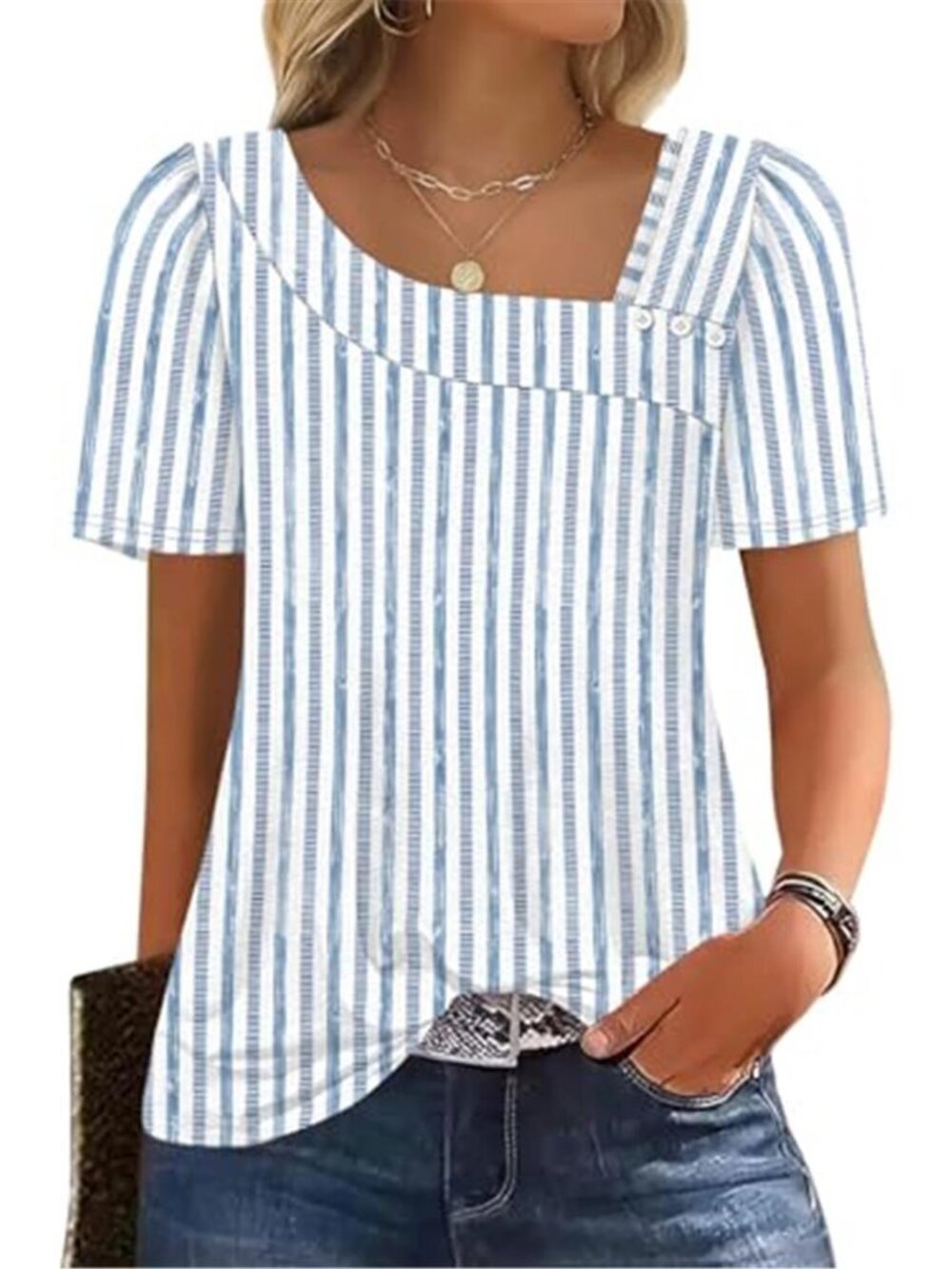 Womens Summer Tops Short Sleeve Shirts Square Neck Spring Outfits 2026